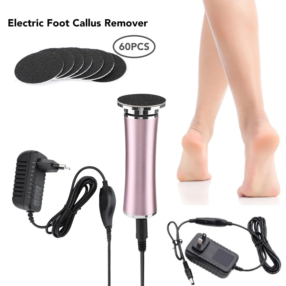 Electric Dead Skin Remover Feet Pedicure Machine with 60Pcs Replaceable Sandpaper Foot Grinding Trimmer Foot Care Tool Scrubber