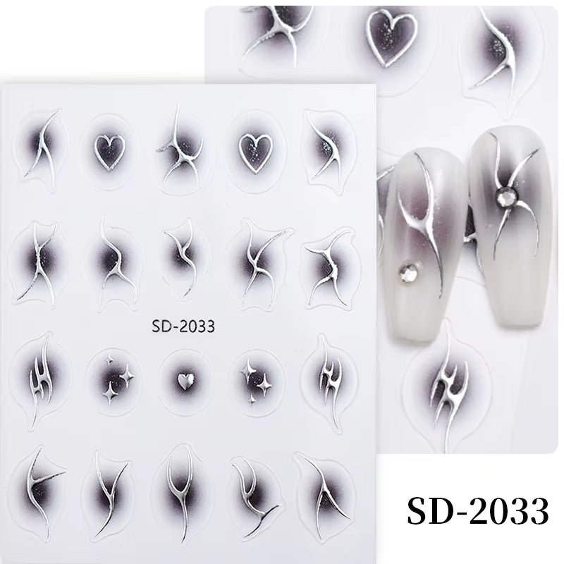 3D White Bowknot Flower Nail Art Sticker Ultra-Thin Self-Adhesive Slider Summer Nail Art Decal Decoration DIY Manicure Accesorie