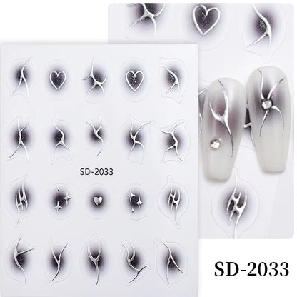 3D White Bowknot Flower Nail Art Sticker Ultra-Thin Self-Adhesive Slider Summer Nail Art Decal Decoration DIY Manicure Accesorie