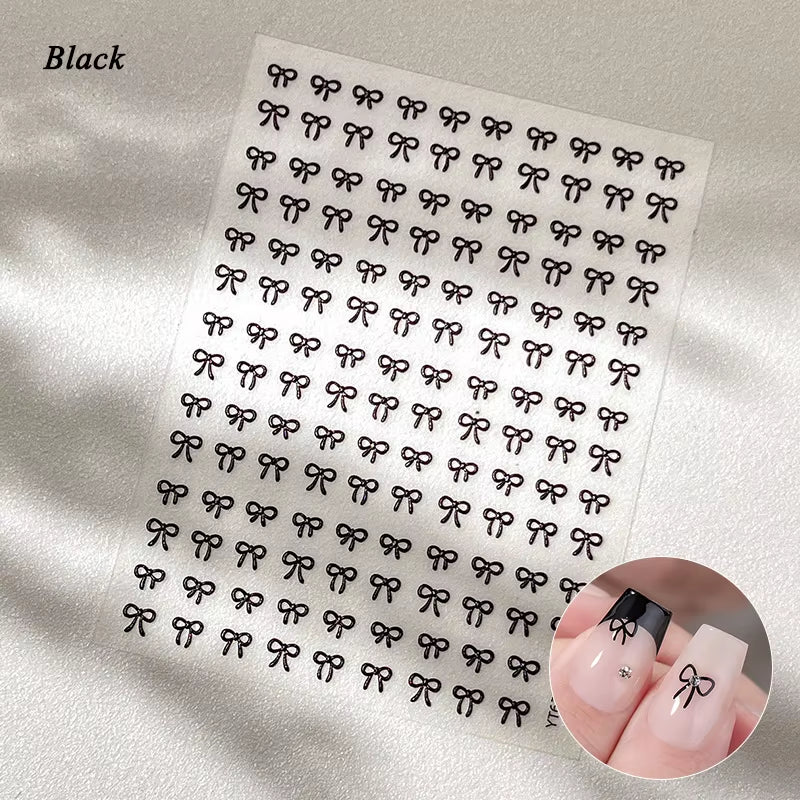3D White Bowknot Flower Nail Art Sticker Ultra-Thin Self-Adhesive Slider Summer Nail Art Decal Decoration DIY Manicure Accesorie