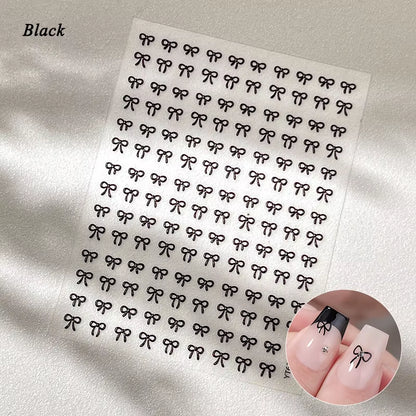 3D White Bowknot Flower Nail Art Sticker Ultra-Thin Self-Adhesive Slider Summer Nail Art Decal Decoration DIY Manicure Accesorie