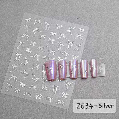 3D White Bowknot Flower Nail Art Sticker Ultra-Thin Self-Adhesive Slider Summer Nail Art Decal Decoration DIY Manicure Accesorie