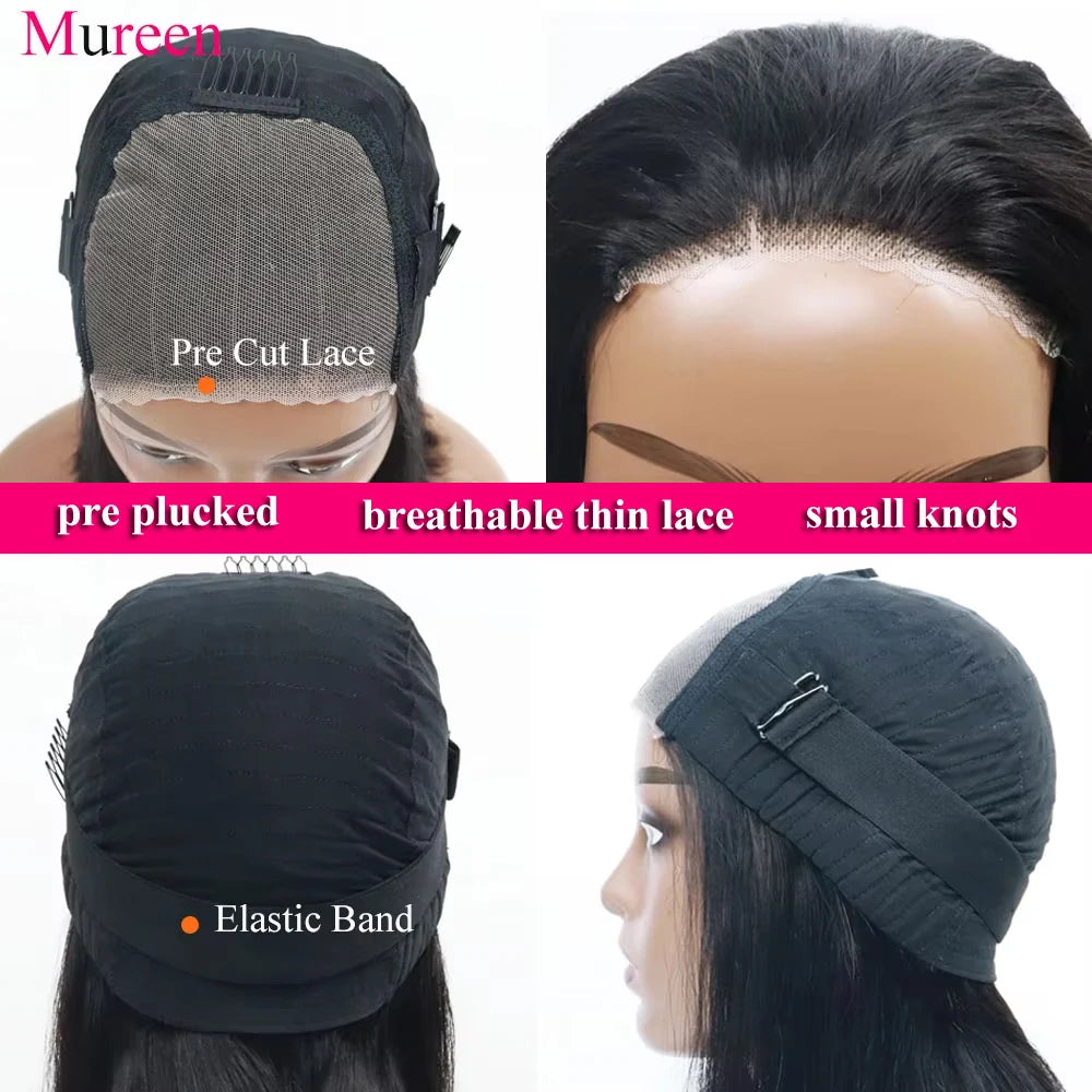 250 Density Wear and Go Glueless Wigs Human Hair Pre Plucked Body Wave Lace Front Wigs for Women 4X4 Pre Cut Lace Closure Wig