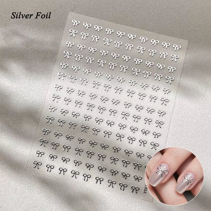 3D White Bowknot Flower Nail Art Sticker Ultra-Thin Self-Adhesive Slider Summer Nail Art Decal Decoration DIY Manicure Accesorie