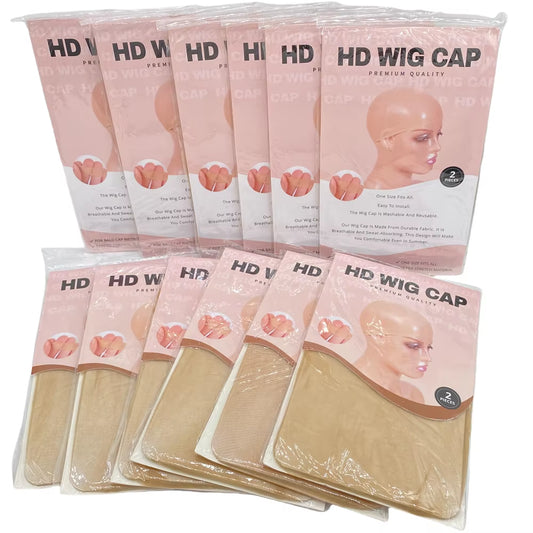 HD Thin Wig Cap 24 Pieces - Transparent and Invisible - Sheer Wig Cap for HD Wigs - Wig Accessories