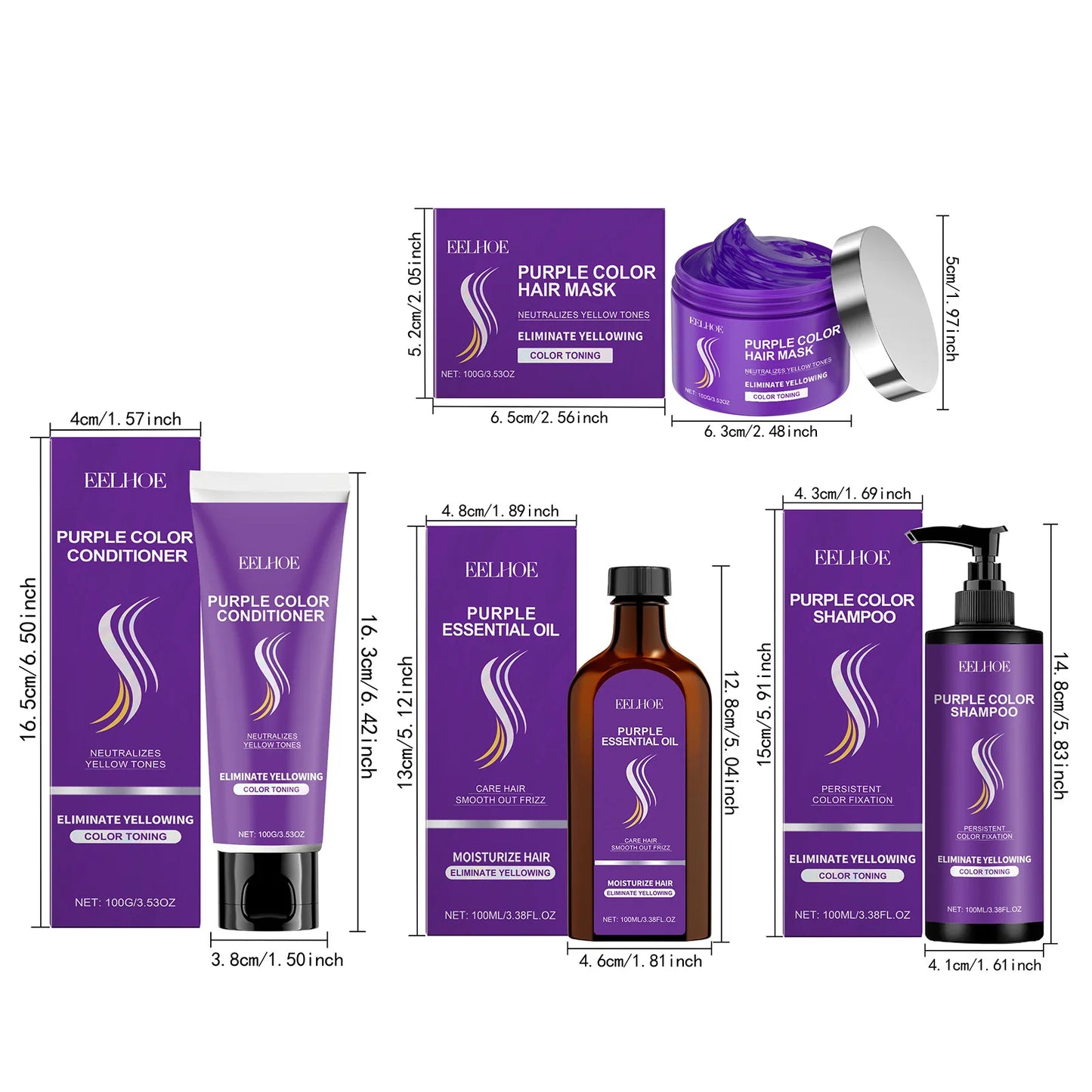 Purple Hair Care Series Conditioner Nourish Scalp Massage Improve Luster Keratin Hair Care Smooth Moisturizing Hair Care