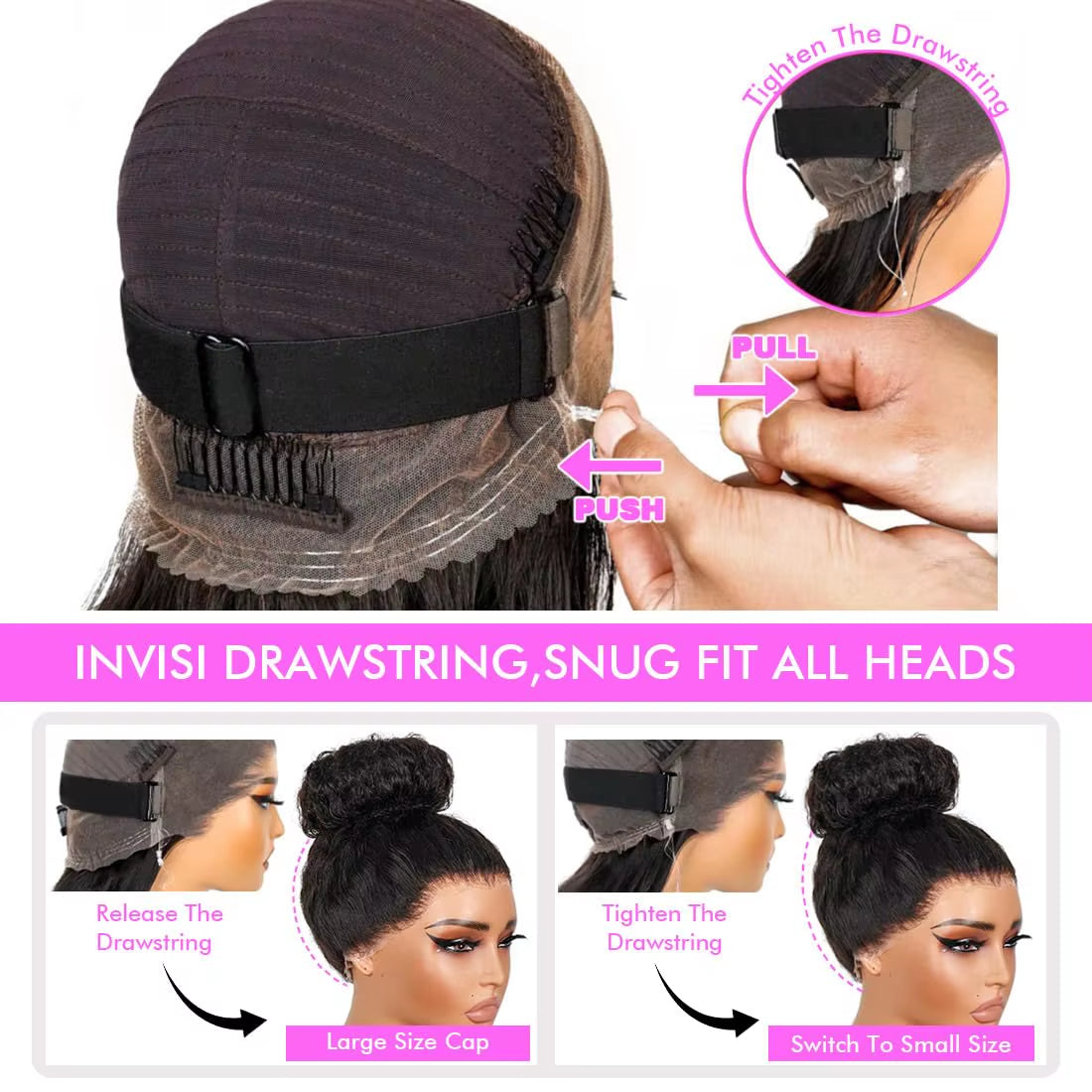 Invisi Strap HD 360 Lace Front Wig Human Hair Wigs Drawstring Curly Wave 360 Full Lace Wig Human Hair Pre Plucked 250 Density