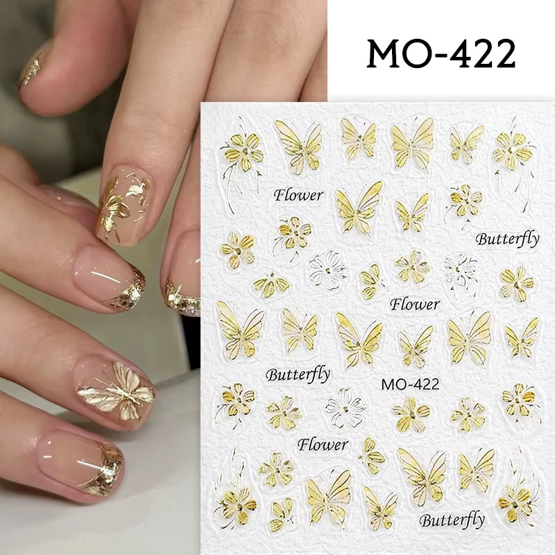 3D White Bowknot Flower Nail Art Sticker Ultra-Thin Self-Adhesive Slider Summer Nail Art Decal Decoration DIY Manicure Accesorie