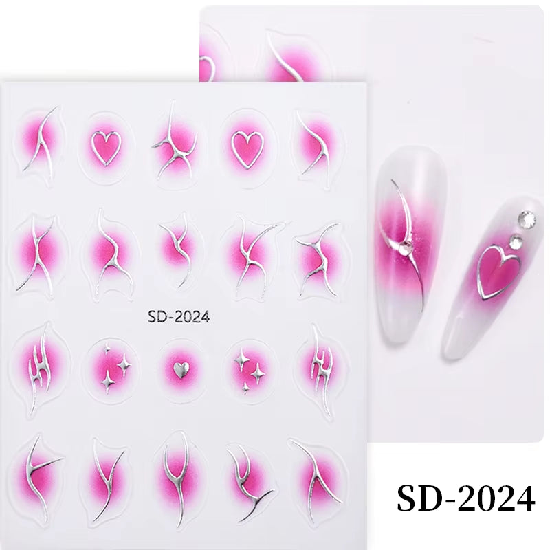3D White Bowknot Flower Nail Art Sticker Ultra-Thin Self-Adhesive Slider Summer Nail Art Decal Decoration DIY Manicure Accesorie