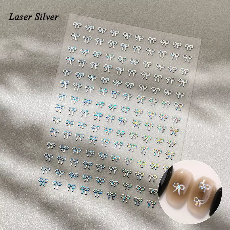 3D White Bowknot Flower Nail Art Sticker Ultra-Thin Self-Adhesive Slider Summer Nail Art Decal Decoration DIY Manicure Accesorie