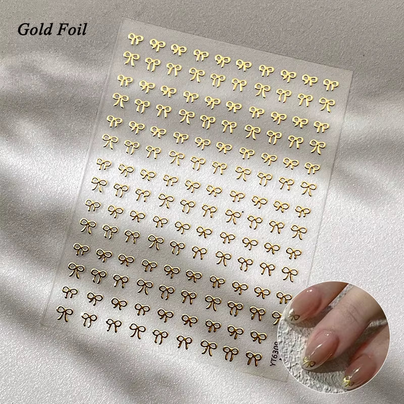 3D White Bowknot Flower Nail Art Sticker Ultra-Thin Self-Adhesive Slider Summer Nail Art Decal Decoration DIY Manicure Accesorie
