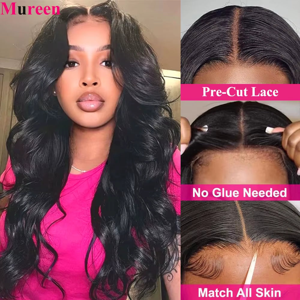 250 Density Wear and Go Glueless Wigs Human Hair Pre Plucked Body Wave Lace Front Wigs for Women 4X4 Pre Cut Lace Closure Wig