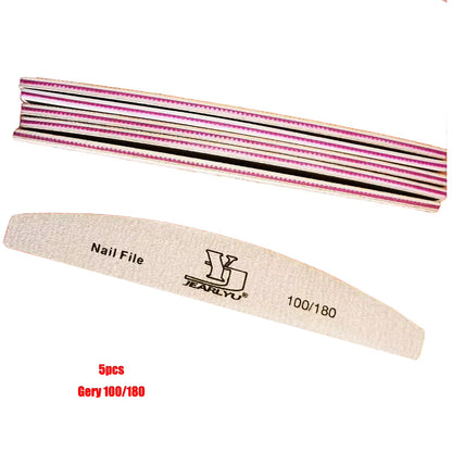 5Pcs/Lot Nail File Mix Color Limas 80/100/150/180/240 Grit Professional Sandpaper Cuticle Remover Buffer Files Manicure Tool Set