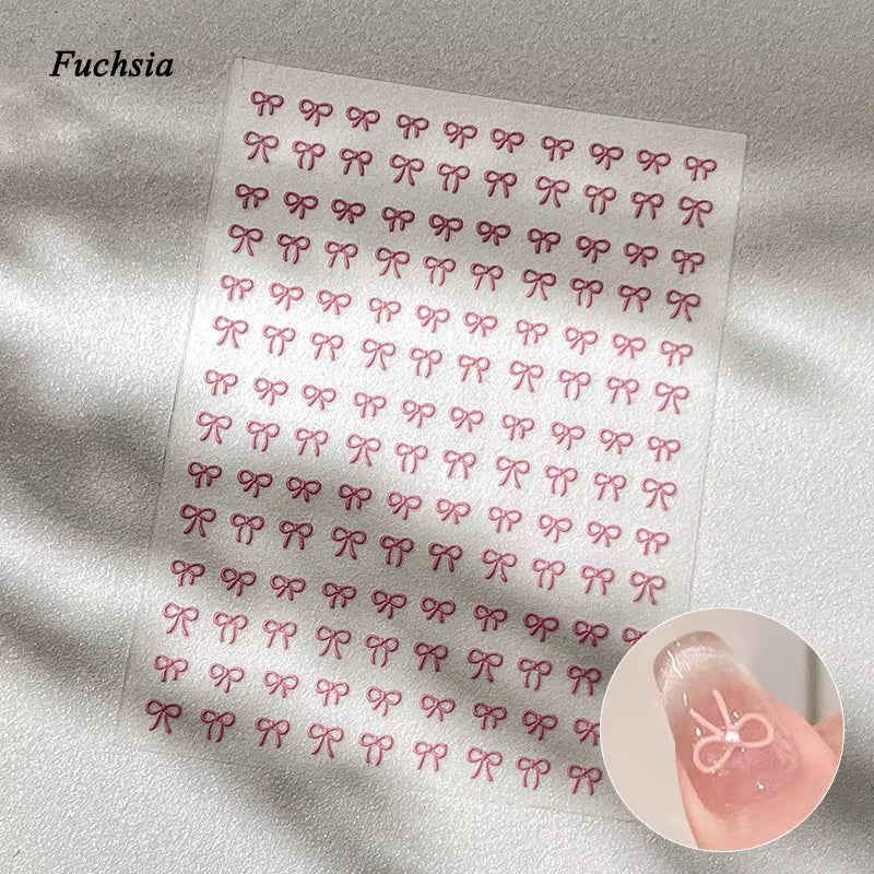 3D White Bowknot Flower Nail Art Sticker Ultra-Thin Self-Adhesive Slider Summer Nail Art Decal Decoration DIY Manicure Accesorie