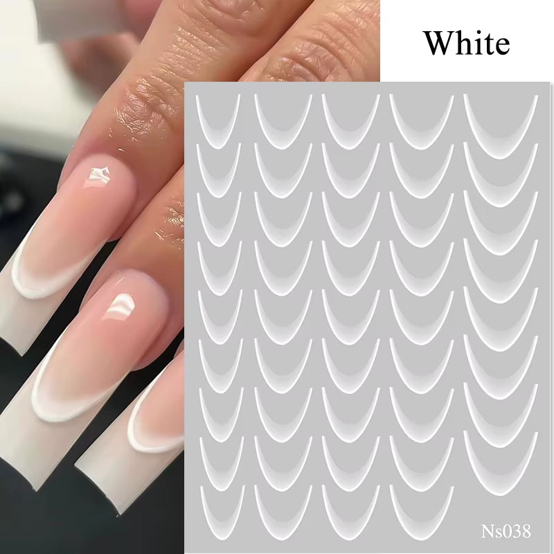 3D White Bowknot Flower Nail Art Sticker Ultra-Thin Self-Adhesive Slider Summer Nail Art Decal Decoration DIY Manicure Accesorie