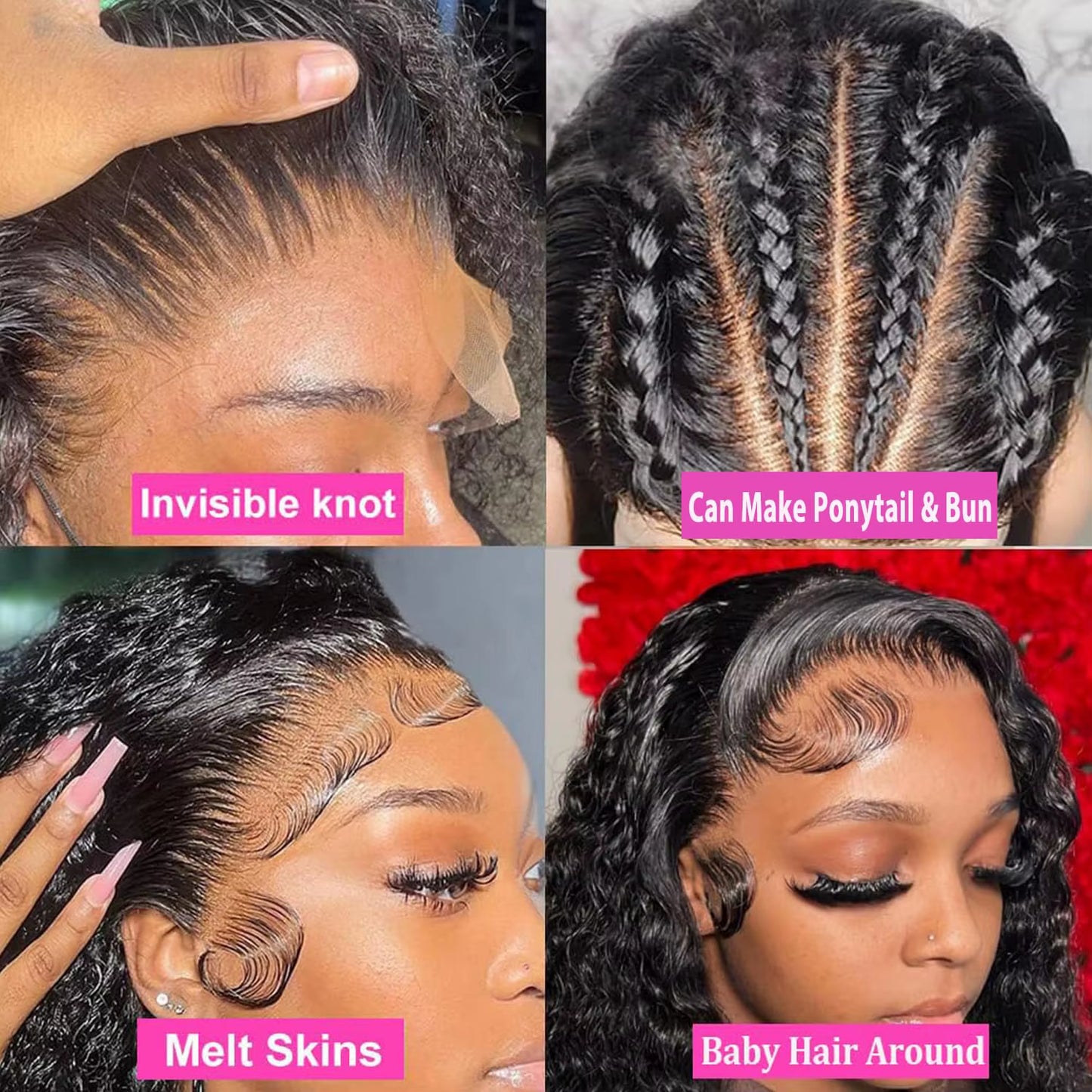 Invisi Strap HD 360 Lace Front Wig Human Hair Wigs Drawstring Curly Wave 360 Full Lace Wig Human Hair Pre Plucked 250 Density