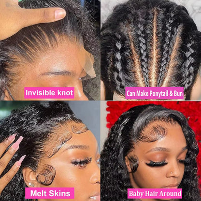 Invisi Strap HD 360 Lace Front Wig Human Hair Wigs Drawstring Curly Wave 360 Full Lace Wig Human Hair Pre Plucked 250 Density