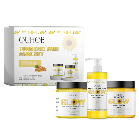 1Set Turmeric Face Skin Care Set Clean Skin Exfoliating Cream Hydrate Oil Control Dark Spots Remove Glowing Skin Care Set