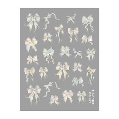 3D White Bowknot Flower Nail Art Sticker Ultra-Thin Self-Adhesive Slider Summer Nail Art Decal Decoration DIY Manicure Accesorie