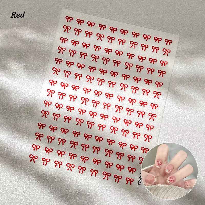 3D White Bowknot Flower Nail Art Sticker Ultra-Thin Self-Adhesive Slider Summer Nail Art Decal Decoration DIY Manicure Accesorie