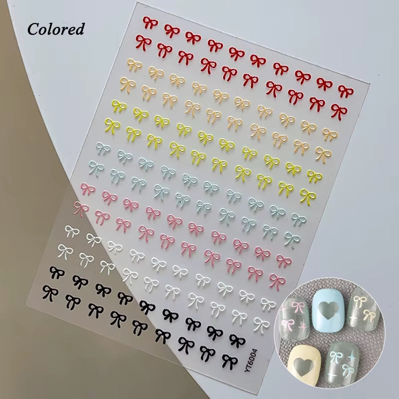 3D White Bowknot Flower Nail Art Sticker Ultra-Thin Self-Adhesive Slider Summer Nail Art Decal Decoration DIY Manicure Accesorie