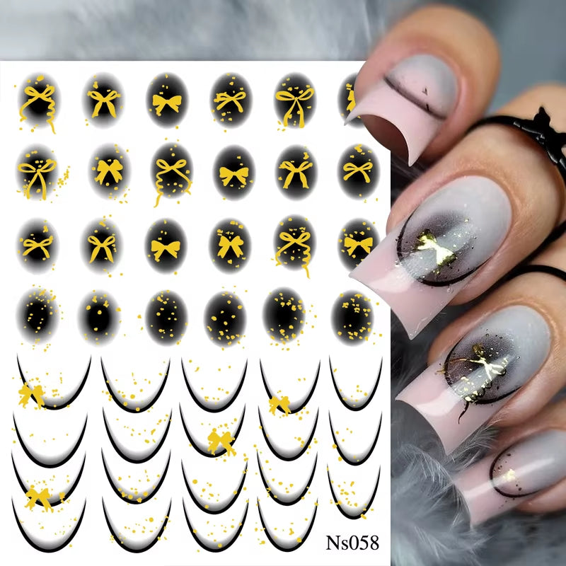 3D White Bowknot Flower Nail Art Sticker Ultra-Thin Self-Adhesive Slider Summer Nail Art Decal Decoration DIY Manicure Accesorie