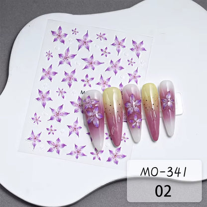 3D White Bowknot Flower Nail Art Sticker Ultra-Thin Self-Adhesive Slider Summer Nail Art Decal Decoration DIY Manicure Accesorie