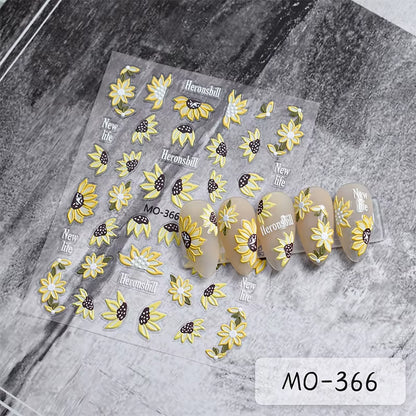 3D White Bowknot Flower Nail Art Sticker Ultra-Thin Self-Adhesive Slider Summer Nail Art Decal Decoration DIY Manicure Accesorie