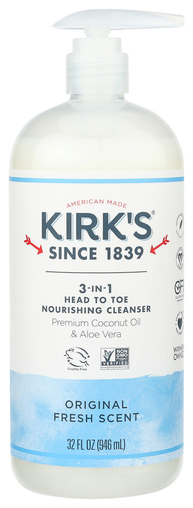 KIRKS: Wash 3 In 1 Fresh Scent, 32 oz