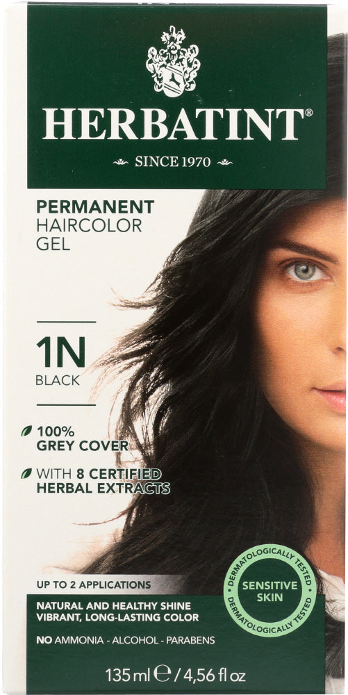 HERBATINT: Permanent Hair Colour Gel 1N Black, 4.56 oz