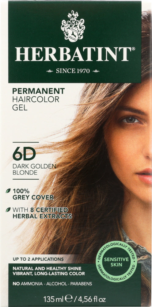 HERBATINT: Permanent Hair Color Gel 6D Dark Golden Blonde, 4.56 oz