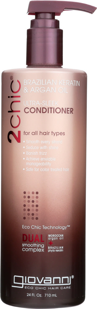 GIOVANNI COSMETICS: 2Chic Brazilian Keratin & Argan Oil Ultra Sleek Conditioner, 24 oz