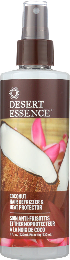 DESERT ESSENCE: Hair Defrizzer and Heat Protector Coconut, 8.5 oz