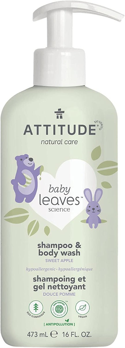 ATTITUDE: 2 In 1 Shampoo And Body Wash Sweet Apple, 16 fo