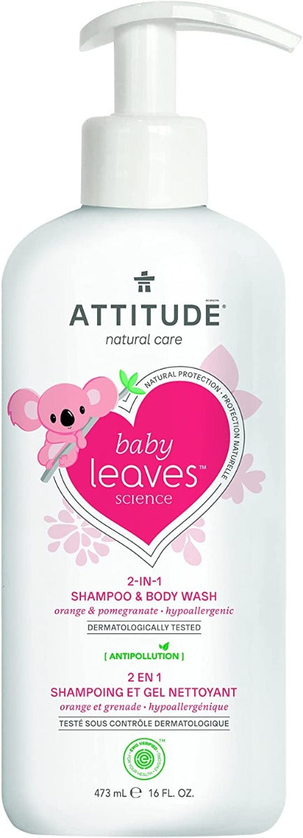 ATTITUDE: 2 In 1 Shampoo Body Wash Orange Pomegranate, 16 fo