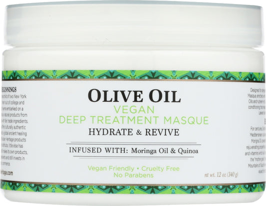 NUBIAN HERITAGE: Masque Hair Olv Oil Vegan, 12 oz